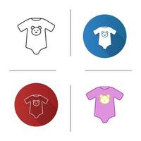 Baby bodysuit icon. Newborn baby clothes. Flat design, linear and color styles. Isolated vector illustrations