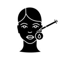 Neurotoxin injection area disinfection glyph icon. Hyaluronic acid injection. Injectable filler. Cosmetic procedure. Facial rejuvenation. Silhouette symbol. Vector isolated illustration
