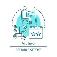 Mid level concept icon. Work experience idea thin line illustration. Middle level. Stage of development in professional career. Staff, workforce. Vector isolated outline drawing. Editable stroke