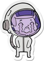 sticker of a cartoon crying astronaut vector