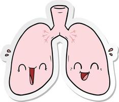 sticker of a cartoon happy lungs vector