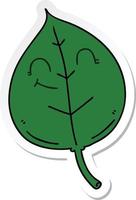 sticker of a quirky hand drawn cartoon happy leaf vector