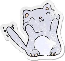 distressed sticker of a cartoon cat vector