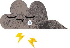 retro illustration style cartoon storm cloud vector