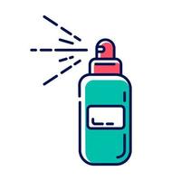 Body spray bottle blue color icon. Depilation, waxing aftercare moisturizing product. Natural, organic skin care. Professional beauty treatment cosmetics. Isolated vector illustration