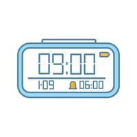 Digital alarm clock color icon. Electronic clock. Digital alarm watch. Isolated vector illustration