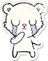 distressed sticker of a crying polar bear cartoon vector