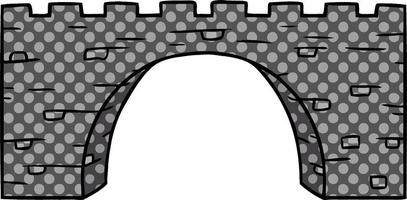 cartoon doodle of a stone bridge vector