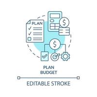 icono de concepto turquesa del presupuesto del plan. provisión financiera de proyectos. tipo de presupuesto idea abstracta ilustración de línea delgada. dibujo de contorno aislado. trazo editable. vector