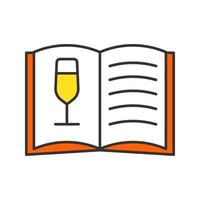 Wine menu color icon. Alcoholic drinks list. Alcohol bar menu. Isolated vector illustration
