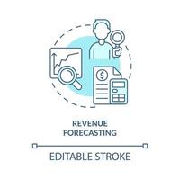 Revenue forecasting turquoise concept icon. Fiscal year revenues. Budgeting process abstract idea thin line illustration. Isolated outline drawing. Editable stroke. vector