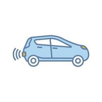 Smart car in side view color icon. NFC auto. Intelligent vehicle. Self driving automobile. Autonomous car. Driverless vehicle. Isolated vector illustration