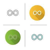 Infinity sign icon. Lemniscate. Endless symbol. Flat design, linear and color styles. Isolated vector illustrations