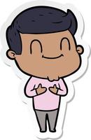 sticker of a cartoon friendly man vector