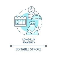 Long run solvency turquoise concept icon. Assets and liabilities. Budget balance abstract idea thin line illustration. Isolated outline drawing. Editable stroke. vector