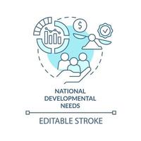 National developmental needs turquoise concept icon. Principle of budget planning abstract idea thin line illustration. Isolated outline drawing. Editable stroke. vector