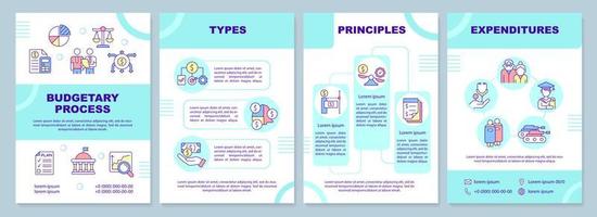 Government budgeting guideline brochure template. Financial plan. Leaflet design with linear icons. 4 vector layouts for presentation, annual reports.