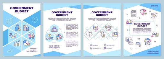 Government budget brochure template. Financial plan for country. Leaflet design with linear icons. 4 vector layouts for presentation, annual reports.