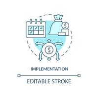 Implementation turquoise concept icon. Amended financial plan. Budgeting process abstract idea thin line illustration. Isolated outline drawing. Editable stroke. vector