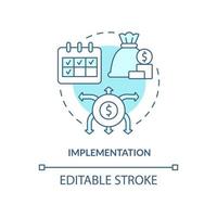 Implementation turquoise concept icon. Amended financial plan. Budgeting process abstract idea thin line illustration. Isolated outline drawing. Editable stroke. vector