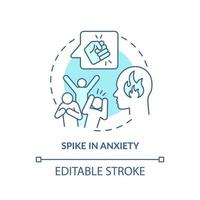 Spike in anxiety turquoise concept icon. Increasing of distress. Behavioral trend abstract idea thin line illustration. Isolated outline drawing. Editable stroke. vector