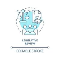 Legislative review turquoise concept icon. Public hearings. Budgeting process abstract idea thin line illustration. Isolated outline drawing. Editable stroke. vector