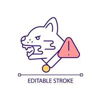 Cat rabies RGB color icon. Pet showing aggression. Excessive drooling. Fatal disease progress. Isolated vector illustration. Simple filled line drawing. Editable stroke.