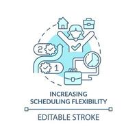 Increasing scheduling flexibility turquoise concept icon. Mental health trend at work abstract idea thin line illustration. Isolated outline drawing. Editable stroke. vector