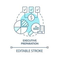 Executive preparation turquoise concept icon. Present budget plan. Budgeting process abstract idea thin line illustration. Isolated outline drawing. Editable stroke. vector