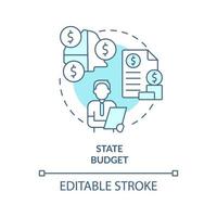 State budget turquoise concept icon. Revenue and expenses. Budgeting type abstract idea thin line illustration. Isolated outline drawing. Editable stroke. vector