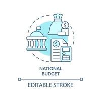 National budget turquoise concept icon. Financial program for country. Budgeting type abstract idea thin line illustration. Isolated outline drawing. Editable stroke. vector