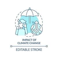 Impact of climate change turquoise concept icon. Mental state. Trend in psychology abstract idea thin line illustration. Isolated outline drawing. Editable stroke. vector