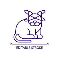 Feline vestibular disease RGB color icon. Cat losing balance and coordination. Unusual condition. Isolated vector illustration. Simple filled line drawing. Editable stroke.