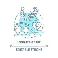 Long term care turquoise concept icon. Service for mental health. Trend in psychology abstract idea thin line illustration. Isolated outline drawing. Editable stroke. vector
