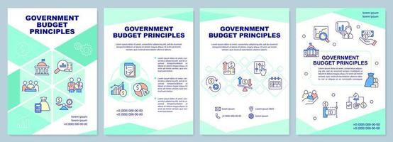 Government budget principles brochure template. Finance allocation. Leaflet design with linear icons. 4 vector layouts for presentation, annual reports.