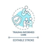 Trauma informed care turquoise concept icon. Patient healing. Mental health trend abstract idea thin line illustration. Isolated outline drawing. Editable stroke. vector