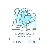 Mental health education turquoise concept icon. Mind state. Psychology trend at work abstract idea thin line illustration. Isolated outline drawing. Editable stroke. vector