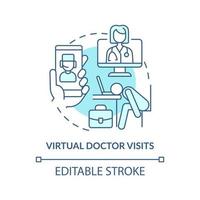 Virtual doctor visits turquoise concept icon. Remote consult. Mental health at work abstract idea thin line illustration. Isolated outline drawing. Editable stroke. vector