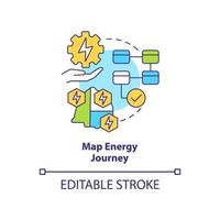 Map energy journey concept icon. Pathway to energy strategy abstract idea thin line illustration. Process visualization. Isolated outline drawing. Editable stroke. vector