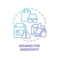 Demand for anonymity blue gradient concept icon. Privacy on internet. Customer behavior trend abstract idea thin line illustration. Isolated outline drawing. vector