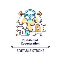 Distributed cogeneration concept icon. Successful energy management abstract idea thin line illustration. Perform analysis. Isolated outline drawing. Editable stroke. vector