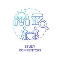 Study competitors blue gradient concept icon. Market research and analysis. Identifying customer needs abstract idea thin line illustration. Isolated outline drawing. vector