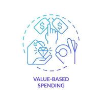 Value based spending blue gradient concept icon. Shopping and purchasing. Customer behavior trend abstract idea thin line illustration. Isolated outline drawing. vector