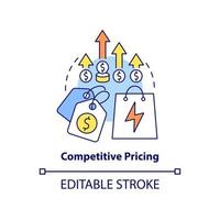 Competitive pricing concept icon. Energy strategy element abstract idea thin line illustration. Establish market prices. Isolated outline drawing. Editable stroke. vector