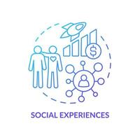 Social experiences blue gradient concept icon. Socialization demand. Customer behavior trend abstract idea thin line illustration. Isolated outline drawing. vector