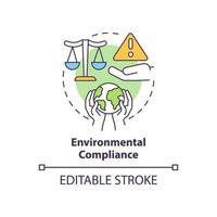 Environmental compliance concept icon. Manage strategic energy abstract idea thin line illustration. Protect environment. Isolated outline drawing. Editable stroke. vector