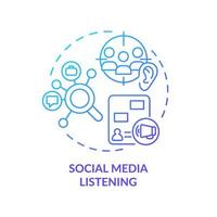 Social media listening blue gradient concept icon. Market research. Identifying customer needs abstract idea thin line illustration. Isolated outline drawing. vector