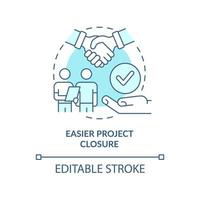 Easier project closure turquoise concept icon. Benefit of stakeholder management abstract idea thin line illustration. Isolated outline drawing. Editable stroke. vector
