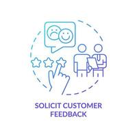 Solicit customer feedback blue gradient concept icon. Marketing analysis. Identifying customer needs abstract idea thin line illustration. Isolated outline drawing. vector
