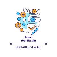 Assess results concept icon. Planning energy management abstract idea thin line illustration. Comparing business processes. Isolated outline drawing. Editable stroke. vector